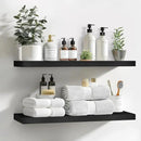 LaVie Home Floating Shelves, 24 Inch Wall Shelf Set of 2, Hanging Shelf with Invisible Brackets, Wall Decor for Bathroom, Bedroom, Living Room, Kitchen Storage, Classic Black by CozyNest Decor