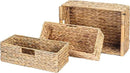 VATIMA Large Water Hyacinth Storage Baskets for Organizing with Wooden Handles for Shelves, 2 Bathroom Small Basket, Water Hyacinth Toilet Paper Baskets, Set of Natural Wicker Storage Basket for Home by CozyNest Decor