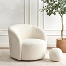 KINWELL Sherpa Swivel Barrel Chair & Round Ball Pillow Set - 34" Wide Modern Boucle Accent Chair with 9” Matching Nordic Decorative Throw Pillow for Living Room and Bedroom(Cream) by CozyNest Decor