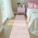 Pink 3x10 Runner Rug for Hallways Bed Side Kitchen, Boho Washable Distressed Low-Pile Floor Entryway Long Bathroom Mat, Non-Slip Laundry Room Washstand Front Carpet Green 36x84 Inch by TinyTreasures Baby Boutique
