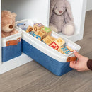 OrganiHaus Narrow Storage Bins 15x06in, Small Closet Bins for Shelves, Bathroom Storage Baskets for Shelves, Narrow Baskets, Fabric Organizer with Handles, Toilet Paper Organizer - 2 Pack, Navy Blue by TinyTreasures Baby Boutique