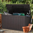 YITAHOME 100 Gallon Outdoor Storage Box, Large Water Resistant Resin Deck Box, Indoor Outdoor Lockable Storage Container for Patio, Garden, Cushions, Tools, Equipment (Dark Brown) by CozyNest Decor