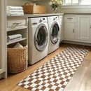 jinchan Runner Rug 2x5 Hallway Washable Modern Checkered Geometric Lattice Kids Bedroom Rug Indoor Floor Cover Non Slip Soft Carpet for Nursery Room Kitchen Laundry Room Home Brown by CozyNest Decor