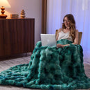 Lotus Karen Faux Fur Throw Blanket Tie-Dye Green - Big Bubble Rabbit Fluff Blanket for Couch, Large Fluffy Fuzzy Cozy Blanket,Thick Furry Plush Shaggy Blankets,90x90 Inches by CozyNest Decor