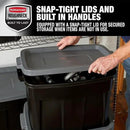 Rubbermaid Roughneck Tote 18 Gal, 6 Pack, Made in USA, Black & Gray, Rugged Plastic Stackable Storage Bins with Lids and Handles by CozyNest Decor