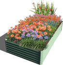 Domi Raised Garden Beds Outdoor, 8x4x1.5Ft Thickening Tall Metal Rectangular Deep Root Box Planter for Vegetables, Flowers, Herbs, and Succulents 1.5" Deep w/ 342 Gallon Capacity - Green by GreenHaven Gardens