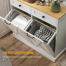 HOMCOM Tilt Out Laundry Hamper Cabinet with 2 Removable Baskets, Freestanding Bathroom Storage Cabinet with 2 Drawers, Trash Can Cabinet for Living Room, Laundry Room, White by CozyNest Decor