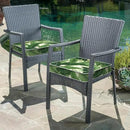 LVTXIII Patio Chair Cushions 19"x19"x3", Water-Repellent Outdoor Seat Cushions for Patio Furniture, Square Chair Pads with Ties for Home Garden Decoration, Set of 2, Swaying Palms Green by GreenHaven Gardens