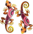 HONGLAND Metal Outdoor Wall Decor 2Pcs Gecko Wall Decoration Lizard Metal Hanging Wall Art Glass Sculpture for Garden Yard Patio Fence (Red)… by GreenHaven Gardens