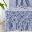 inhand Knitted Throw Blanket for Couch and Bed, Soft Living Room Home Decor Knitted Blanket with Tassel, Outdoor Lightweight Breathable Summer Blanket, Farmhouse Warm Woven Decorative, 50"x60"