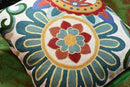 Daisy Floral Pillow Cover Teal Flower Pillowcase Flowery Outdoor Cushion Suzani Accent Pillowsham Flower Floral Chair Cushion Hand Embroidered Cushions Wool Size 18x18 by CozyNest Decor