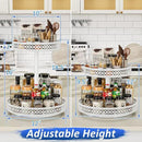 Lazy Susan Organizer 2 Tier - Turntable Spice Rack 12 inch Adjustable Metal Rotating Lazy Susan for Cabinet Pantry Kitchen Countertop Dining Table Cupboard Bathroom Vanity Storage White by CozyNest Decor