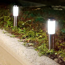 TECHKO Stainless Steel Outdoor Solar Bollard Path Lights (2-Pack), Solar Cylinder Pathway Lights (Stainless Steel) by GreenHaven Gardens