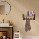 Sorbus Coat Hooks Wall Mount with Shelf – 16 Inch Coat Rack Wall Mount with 5 Heavy Duty Hooks – Floating Wall Shelf with Hooks for Entryway, Bathroom, Bedroom, Kitchen, or Mudroom (Rustic Brown) by CozyNest Decor