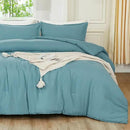 Litanika Comforters Grayish Teal Oversized Queen Size, 3 Pieces Lightweight Solid Bedding Comforter Set, All Season Fluffy Bed Set (98x98In Comforter & 2 Pillowcases) by CozyNest Decor