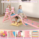 Pikler Triangle Set with Cushion 9 in 1, Climbing Toys for Toddlers 1-3, Montessori Indoor Baby Playground for Safe Motor Skills Development, Large Foldable Wooden Climbing Toys Set for Playroom by TinyTreasures Baby Boutique