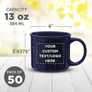 DISCOUNT PROMOS Custom Ceramic Campfire Coffee Mugs 13 oz. Set of 50, Personalized Bulk Pack - Perfect for Tea, Espresso, Cappuccino, Hot Cocoa - Blue by TinyTreasures Baby Boutique