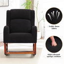 Rocking Chair Nursery, Nursing Rocking Chairs for Mom Nursery, Comfy Wingback Glider Rocking Armchair with Foot Rest and Side Pocket for Nursery Living Room Bedroom, Walnut Black by TinyTreasures Baby Boutique