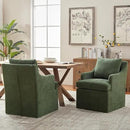 VKNOW Upholstered Dining Chairs, Modern Kitchen Chairs Dinner Chairs with 4 Casters, Linen Armchair for Bedroom Reading Room Living Room, Green by CozyNest Decor