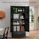 75" Kitchen Pantry Cabinet with Drawer, Metal Storage Cabinets with Doors and Adjustable Shelves, Black Tall Pantry Cabinet for Dinning Living Room, Home Office by CozyNest Decor