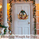 Christmas Door Wreath Lighted Xmas Wreaths - Walasis Winter Wreaths for Front Door Decor Outside Flocked Christmas Wreath Hanging with Lights for Wall by CozyNest Decor
