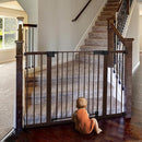 Babelio Metal Auto Close Baby Gate,Extra Wide Pet Gate for The House and Doorways, Pressure Mounted Walk Thru Child Gate with Door (Black Wood Pattern, 30" Tall 29"-55" Wide) by TinyTreasures Baby Boutique