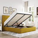 Allewie Queen Size Lift Up Storage Bed, Modern Wingback Headboard, Hydraulic Support, No Box Spring Needed, Olive Yellow by CozyNest Decor