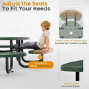 Metal Picnic Tables for Kids for Outdoors with Umbrella Hole - Coated Steel Heavy Duty Commercial Grade Table with Adjustable Seats (Green, 38 in, Kids, Expanded Steel) by GreenHaven Gardens