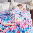 NEWCOSPLAY Faux Fur Throw Blanket Dark Rainbow Luxury Fluffy Thick Warm Bubble Blanket for Couch Sofa Bed 700GSM (Dark Rainbow, Throw(50"x60")) by CozyNest Decor