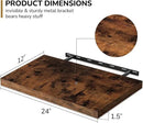 Fun Memories Floating Shelves - 2 Pack 12 Inch Deep Rustic Wooden Wall Shelves - Extra Deeper & Thicker Wall Mounted Storage Shelf for Living Room, Kitchen, Farmhouse - 24" W x 12" D x 1.5" H - Brown by CozyNest Decor