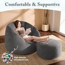Giant Bean Bag Chaise Lounge Indoor Chair for Adults - Comfy Plush Round Shell Soft Accent Chair, Oversized Cozy Floor Sofa for Living Room, Bedroom & Game Rooms, Gray by CozyNest Decor