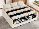 Belffin Corduroy Modular Sectional Sofa 9 Seat Convertible Sectional Sleeper Sofa Bed with Storage Ottomans Modular Sectional Couch Bed for Living Room Beige by CozyNest Decor