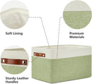 DULLEMELO Fabric Storage Bins for Laundry, Home, Foldable Storage Baskets for Shelves, Toys, Collapsible Storage Bins for Office,Bedroom(3-Pack Medium-15 inch X 11 inch X 9.5 inch , White&Green) by TinyTreasures Baby Boutique