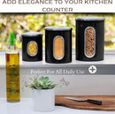 Moss & Stone 3-Piece Black Canisters Sets For The Kitchen, Airtight Canister Set With See Through Window, Storage Jars for Coffee Container, Tea Organizer & Sugar Canister, Black Kitchen Canisters by CozyNest Decor