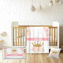 Personalized Baby Girl Crib Bedding Set – Custom Name 3-Piece Nursery Bedding with Crown with Flower, Flannel Blanket, Fitted Sheet & Pillowcase – Shower Gift for Baby Infant & Toddler by TinyTreasures Baby Boutique