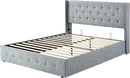 Allewie Full Size Lift Up Storage Bed, Button Tufted Headboard with Wingback, Hydraulic Support, No Box Spring Needed, Grey Blue by CozyNest Decor
