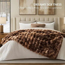 EVERGRACE Ultra Soft Luxury Fluffy Ridgeline Faux Rabbit Fur Throw Blanket, Thick Warm Bubble Throw for Bed, Cozy Plush Reversible Blankets for Couch, Chair, Sofa, Lion Caramel, 50x60 Inches, 870 GSM by CozyNest Decor
