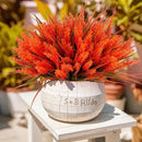 Geegoods Artificial Plants Flowers Outdoor – Faux Lavender Flowers with Monkey Grass UV Resistant Plastic Faux Plants for Garden Porch Window Patio Hanging Planter Home Decor (Autumn-red, 48PCS) by CozyNest Decor