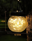 PARTPHONER Solar Lantern Solar Lights Outdoor Waterproof 2-Pack, Solar Powered Hanging Lights Cracked Glass Hanging Globes for Christmas Decoration, Shepherd Hook, Garden Tree Ornaments by CozyNest Decor