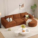 Modular Sectional Sofa with L-Shape Chaise,Cloud Sectional Modern Sleeper Couch with Deep Seat,Sponge Compression Sofas No Assembly Required(Brown-Corduroy Fabric) 1PCS by CozyNest Decor