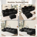 142.5" U Shaped Couch, Modular Sectional Sofa, 3-Seater Comfy Cloud Couch with Movable Ottoman, Deep Seat Couches for Living Room, Chenille, Black by CozyNest Decor