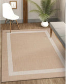 CAMILSON Outdoor Rug 10x14, Large Modern Outside Rugs for Patios Porches Waterproof Durable Washable Non-Shedding, Easy-to-Clean Indoor/Outdoor Area Carpet (10 x 14, Bordered - Beige/White) by CozyNest Decor