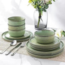 GBHOME Ceramic Dinnerware Sets for 6, 18 Pieces Stoneware Plates and Bowls Sets, Scratch Resistant Dishes, Dishwasher & Microwave Safe-Pastel Green by CozyNest Decor