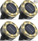 Mini Solar Ground Lights, 4 Pack Solar Lights Outdoor Waterproof, Upgraded LED Flat Landscape Lighting for Outside Pathway Garden Patio Yard Driveway, Warm White by CozyNest Decor