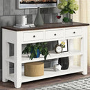 Farmhouse Wood Entryway Console Table 48-Inch Modern Sofa Entry Table with Drawers and Storage Shelves for Entrance Living Room (Antique White) by CozyNest Decor