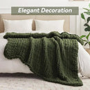 Chunky Knit Throw Blanket, 40''*50'' Knitted Throw Chenille Yarn for Bed Couch, Handmade Green Crochet Big Thick Blanket, Machine Washable Cute Comfy Blanket for Home Decor by CozyNest Decor