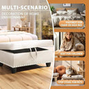 Ottoman Rectangular Storage Ottoman Bench, Faux Leather Footrest, Coffee Table, Stool Footstool with Hinged Lid for Living Room, Bedroom, Entryway, White, 28.5"x19"x17.5" by CozyNest Decor