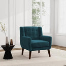 UIXE Accent Chair, Velvet Upholstered Armchair for Living Room, Modern Club Arm Chairs Comfy Single Sofa Button Tufted Bedroom Reading Seat - Blue, Set of 1 by CozyNest Decor
