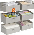Lifewit Storage Baskets for Shelves, 6 Packs Non-woven Fabric Trapezoid Closet Organizer Bins with Handles, Foldable Clothing Containers Box for Clothes, Toy, Towel, Book, DVD, Hats, Medium-Light Grey by TinyTreasures Baby Boutique