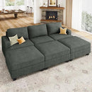 Nolany Corduroy Sectional Couch with Storage Ottoman, Sleeper Sectional Sofa with Chaise, Modular Sectional Couches for Living Room, Green by CozyNest Decor